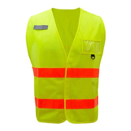Gss Safety Incident Command Vest - Lime with Orange Prismatic Tape-One size Fits All 3111